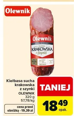 Kiełbasa sucha krakowska z szynki promocja w Carrefour