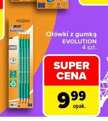 Ołówki z gumką Evolution Bic promocja w Carrefour