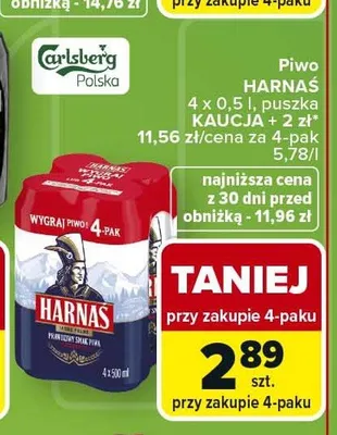 Piwo Harnaś 4-pak 0,5l promocja w Carrefour