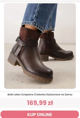 Botki lekko ocieplane cholewka stylizowana na zamsz Renee promocja w Renee