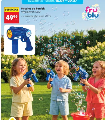 Pistolet do baniek mydlanych LED Fru Blu promocja w Biedronka