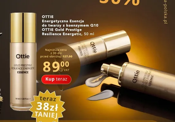 Energetyczna esencja do twarzy z koenzymem Q10 Ottie Gold Prestige Resilience Energetic promocja w Poczta Polska