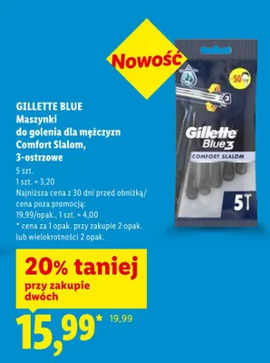 Maszynki do golenia dla mężczyzn Comfort Slalom 3-ostrzowe Gillette Blue promocja w Lidl