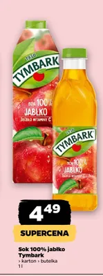 Sok 100% jabłko Tymbark w butelce promocja w Netto