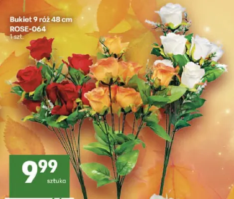 Bukiet 9 róż 48 cm promocja w Delikatesy Centrum