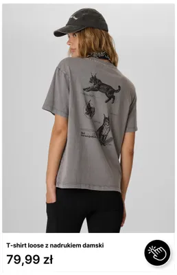 T-shirt loose z nadrukiem damski promocja w 4F