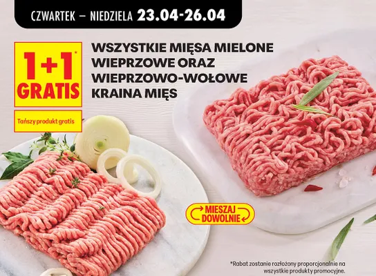 Mięso mielone wieprzowo-wołowe Kraina Mięs promocja w Biedronka
