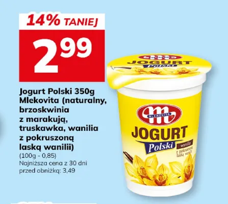 Jogurt polski brzoskwinia z marakują Mlekovita promocja w Hitpol