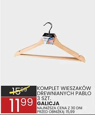 Komplet wieszaków drewnianych Pablo promocja w Wafelek