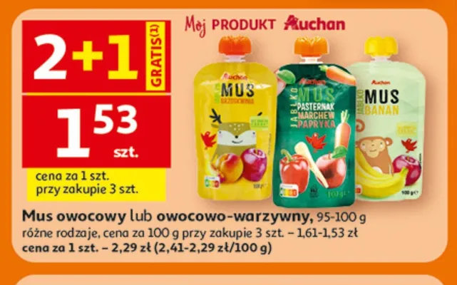 Mus owocowy Auchan banan promocja w Auchan