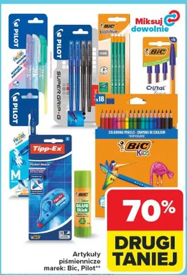 Artykuły piśmiennicze marek: Bic, Pilot promocja w Carrefour