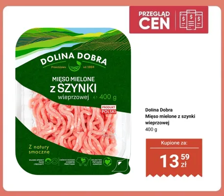 Mięso mielone z szynki wieprzowej Dolina Dobra promocja w Biedronka