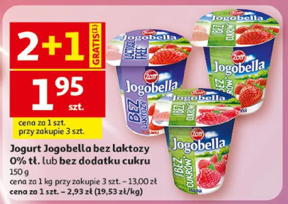 Jogurt Jogobella bez laktozy 0% tł. promocja w Auchan