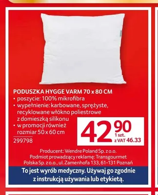 Poduszka Hygge Varm 70x80 cm promocja w Selgros