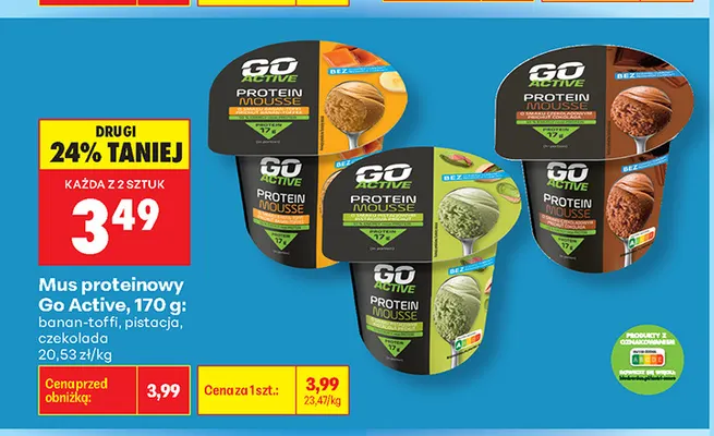 Mus proteinowy Go Active pistacja promocja w Biedronka