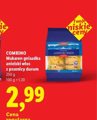Makaron gniazdka anielski włos z pszenicy durum Combino promocja w Lidl