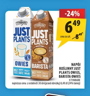 Napój roślinny Just Plants owies Tymbark promocja w Arhelan