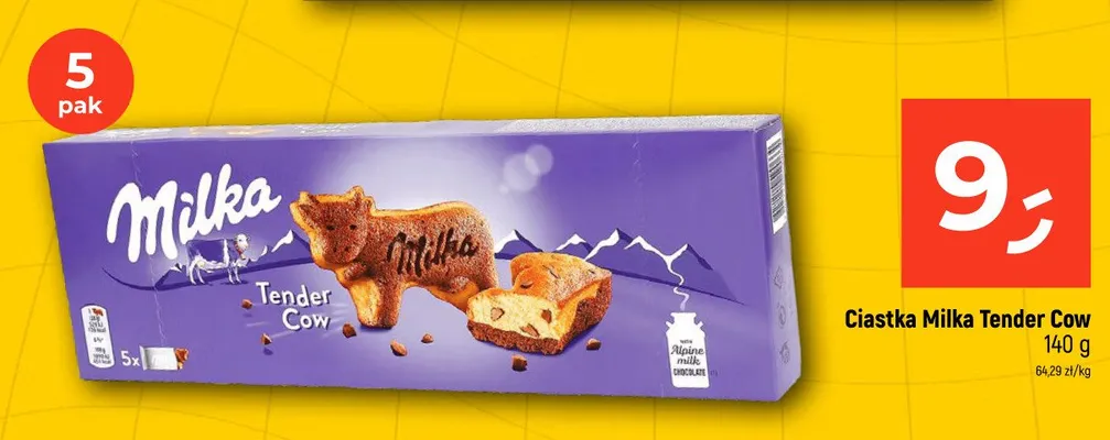 Ciastka Milka Tender Cow 5-pak promocja w Dealz
