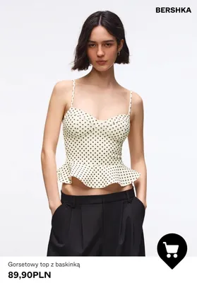 Top gorsetowy z baskinką Bershka promocja w Bershka