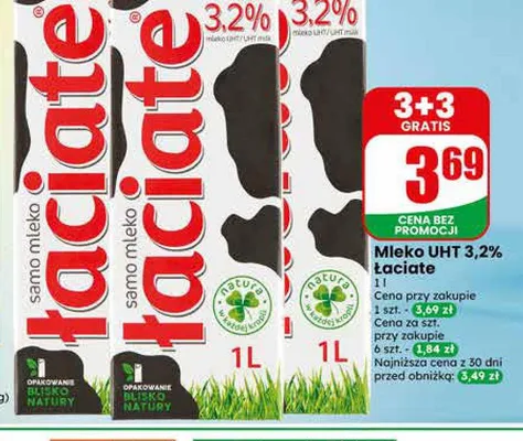 Mleko UHT 3,2% Łaciate promocja w Dino