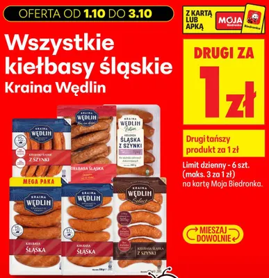Kiełbasa śląska z szynki Select Kraina Wędlin promocja w Biedronka