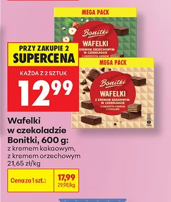 Wafelki w czekoladzie z kremem orzechowym Bonitki promocja w Biedronka