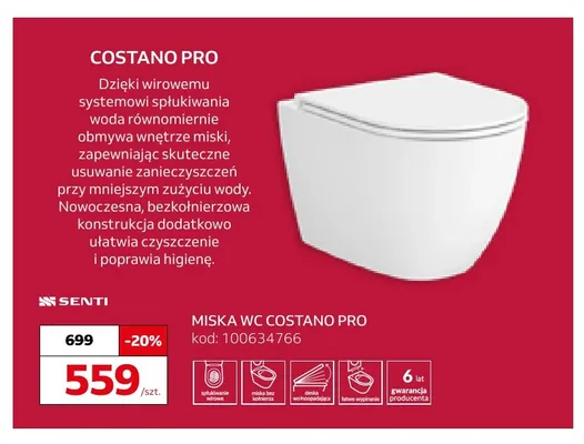 Miska Wc Senti Costano Pro promocja w Komfort