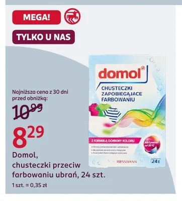 Chusteczki przeciw farbowaniu ubrań Domol promocja w Rossmann