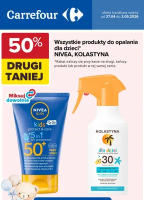 Emulsja do opalania Kolastyna dla dzieci SPF30 Ochrona 4D wysoko wodoodporna promocja w Carrefour