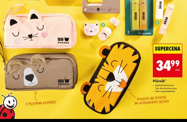 Piórnik dwukomorowy BB Friends promocja w Biedronka
