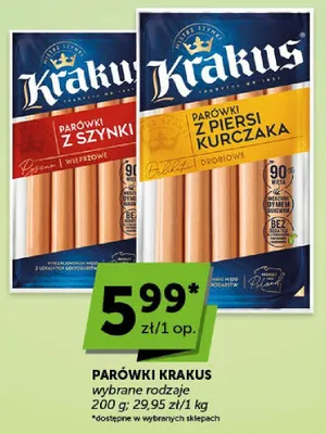 Parówki Krakus z piersi kurczaka drobiowe promocja w Groszek