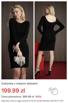 Sukienka damska z małymi dżetami promocja w Monnari