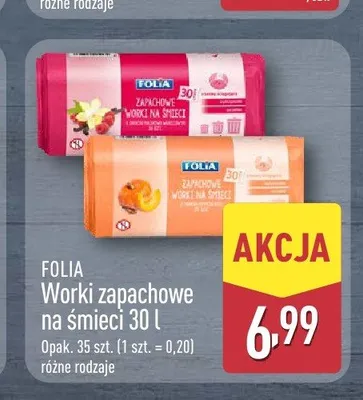 Worki zapachowe na śmieci Folia 30 l promocja w Aldi