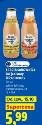 Sok jabłkowy tłoczony idared Bracia Sadownicy 100% promocja w Lidl