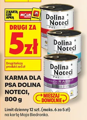 Karma dla psa Dolina Noteci Premium bogata w królika promocja w Biedronka