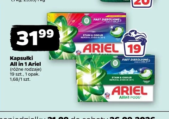 Kapsułki All in 1 Ariel promocja w Netto