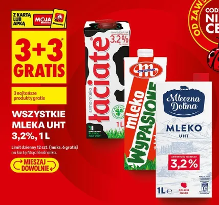 Mleko Mleczna Dolina UHT 3,2% promocja w Biedronka