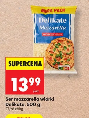 Ser mozzarella wiórki Delikate promocja w Biedronka