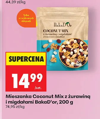 Mieszanka Coconut Mix z żurawiną i migdałami BakaD'Or promocja w Biedronka