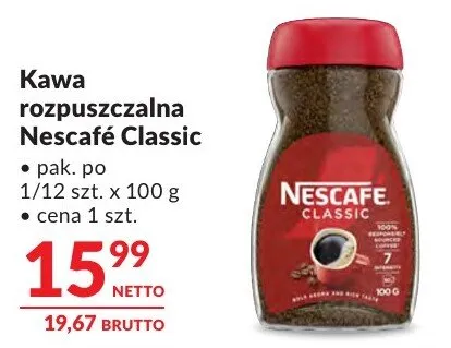 Kawa rozpuszczalna Nescafé Classic promocja w Makro