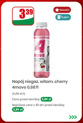 Napój niegazowany witaminowy cherry 4Move promocja w Dino