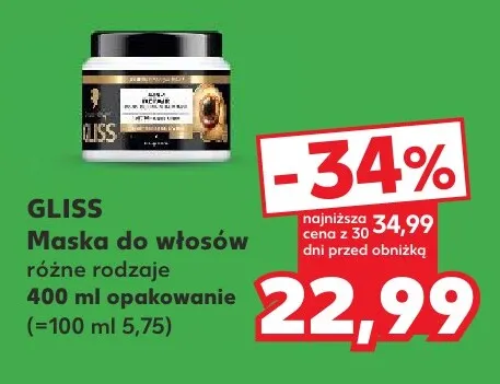 Maska do włosów różne rodzaje Gliss promocja w Kaufland