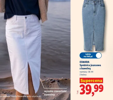 Spódnica jeansowa z bawełną promocja w Lidl
