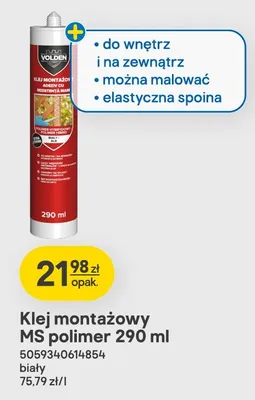 Klej montażowy Volden Ms polimer biały promocja w Castorama
