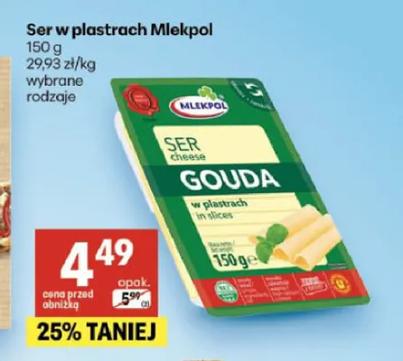 Ser w plastrach Mlekpol promocja w Delikatesy Centrum