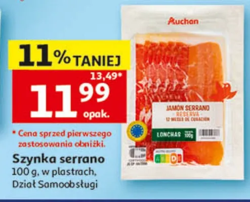Szynka serrano Auchan w plastrach promocja w Auchan
