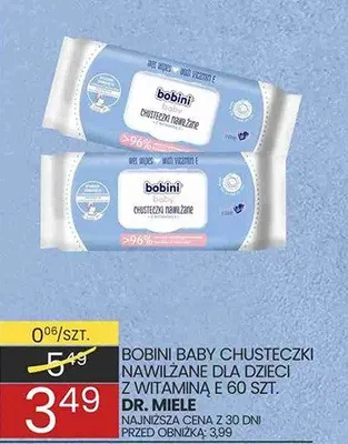 Bobini baby chusteczki nawilżane dla dzieci z witaminą E promocja w Wafelek