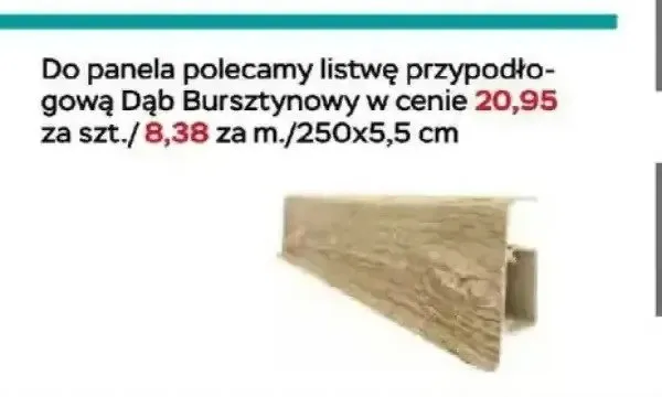 Listwa przypodłogowa Dąb Bursztynowy 250x5,5cm promocja w Abra Meble
