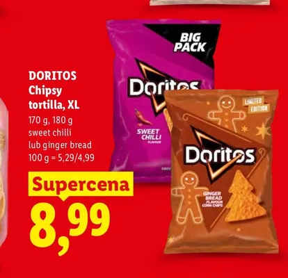 Chipsy tortilla XL Doritos sweet chilli promocja w Lidl