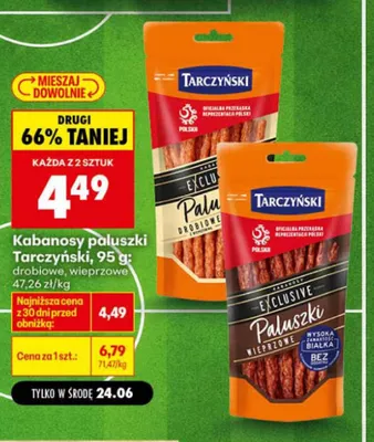 Kabanosy paluszki Tarczyński drobiowe promocja w Biedronka